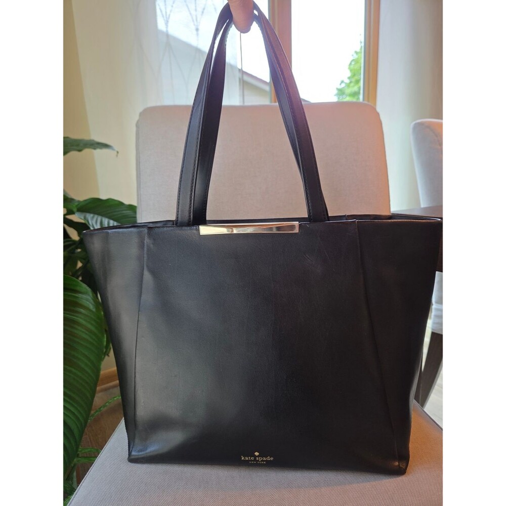 Kate Spade Black Leather Camden Way Lenora Tote Bag Minimalist Work Corporate
